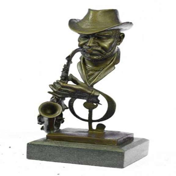 Sax Saxophone Player Salutes Jazz and Rhythm and Blues Bronze Sculpture