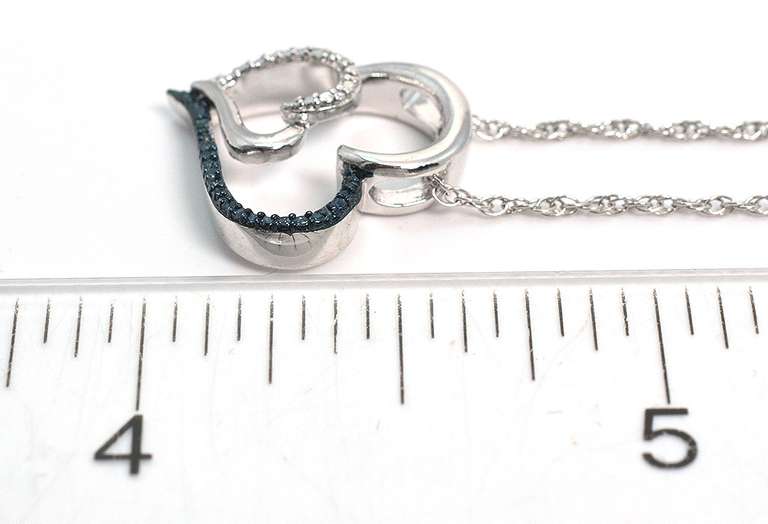 Diamond Heart Pendant & Chain, Sterling