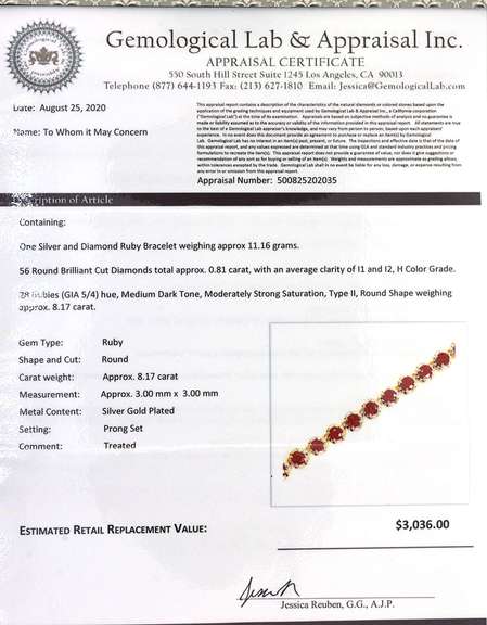 Sweet 8.17CTW Ruby & Diamond Bracelet in Vermeil