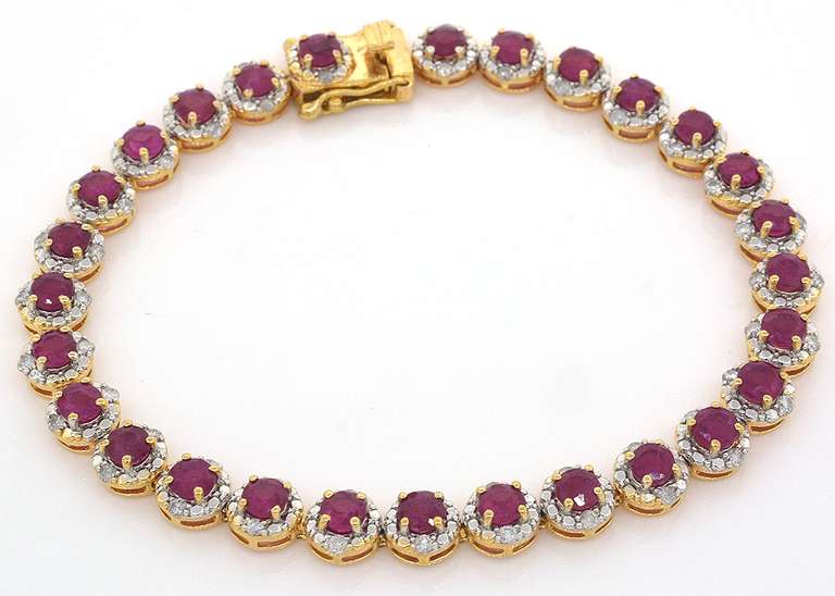 Sweet 8.17CTW Ruby & Diamond Bracelet in Vermeil