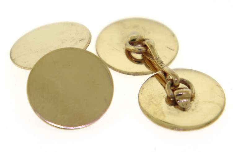 Amazing Yellow Gold High Polish Round Cufflinks