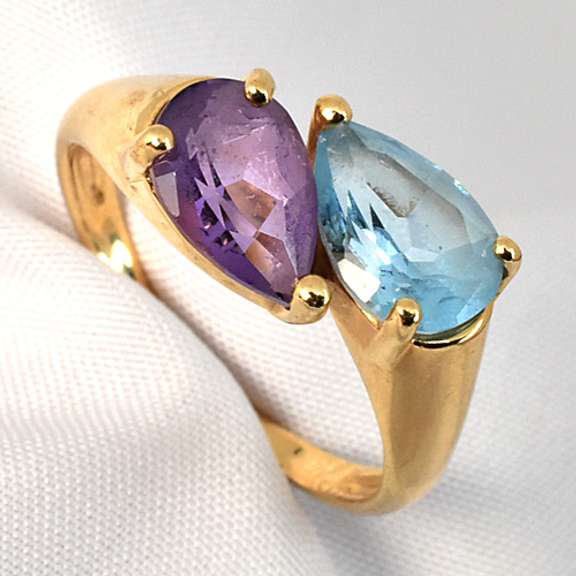 Blue Topaz and Amethyst Ring