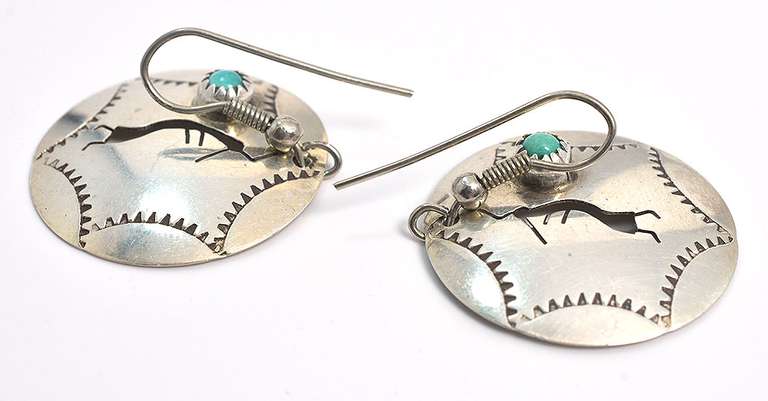 Kokopelli Cut Out Dangle Earrings in Sterling Silver