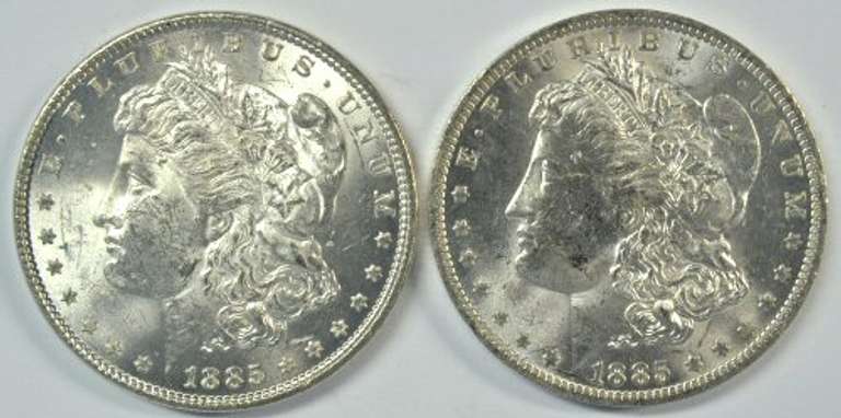 Blazing Choice BU 1885 & 1885-O Morgan Silver Dollars