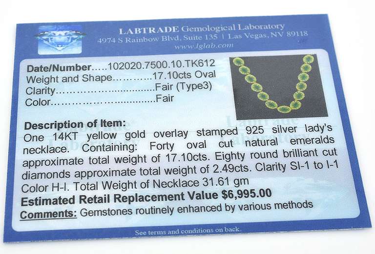 Darling Emerald & Diamond Necklace in Vermeil