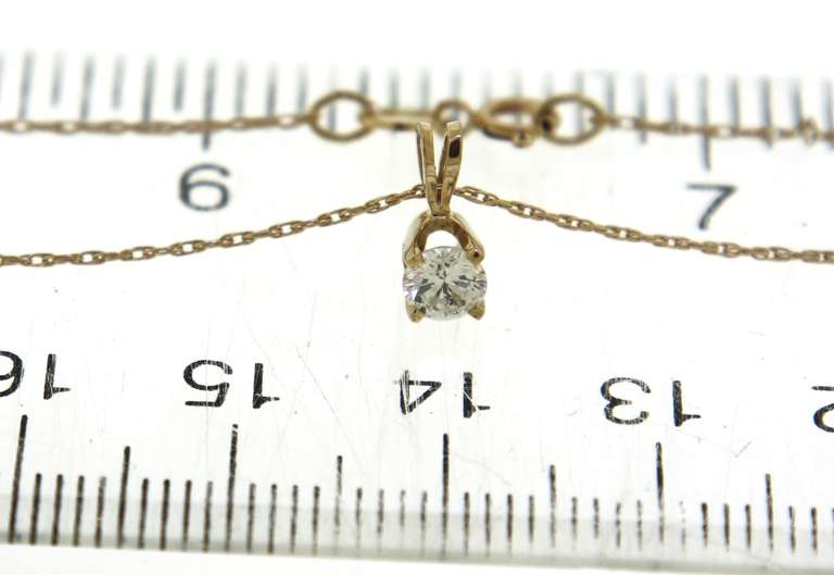 Classic 14kt YG Round Diamond Solitare Necklace