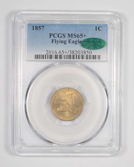 MS65+ CAC 1857 Flying Eagle Cent - Graded PCGS