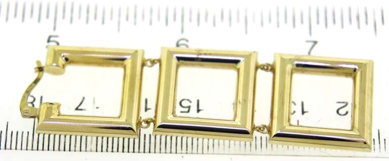 Fabulous 14kt YG Square Dangle Hoop Earrings