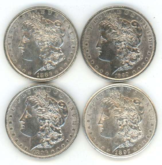 4 Diff. choice and lustrous Morgan Silver Dollars