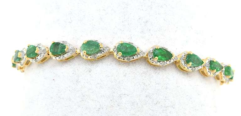 Gorgeous Emerald & Diamond Bracelet in Vermeil