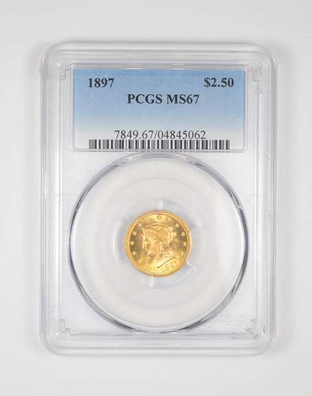 MS67 1897 $2.50 Liberty Head Gold Quarter Eagle - Graded PCGS