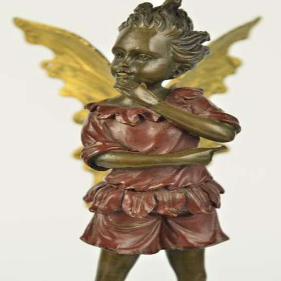 Angel Fairy Red Patins Bronze Statue