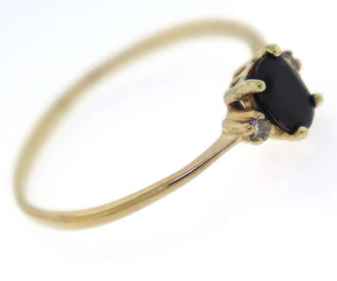Dainty 14kt YG Oval Sapphire & Diamond Accent Ring