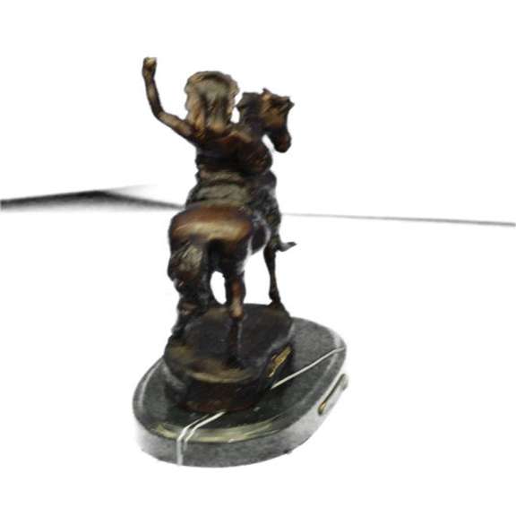 Native American on Horse with Spear Bronze Sculpture