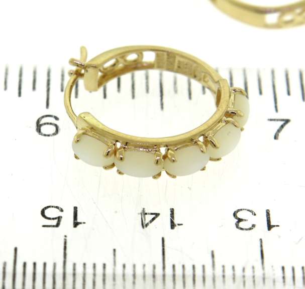 Beautiful 14kt YG MOP Hoop Earrings