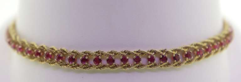 Vintage Curb Chain Bracelet w Pink Sapphires