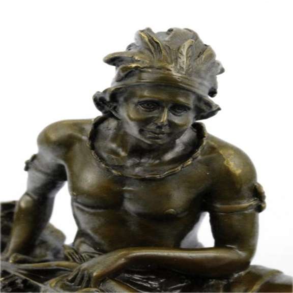 Indian Maiden in Canoe Bronze Sculpture