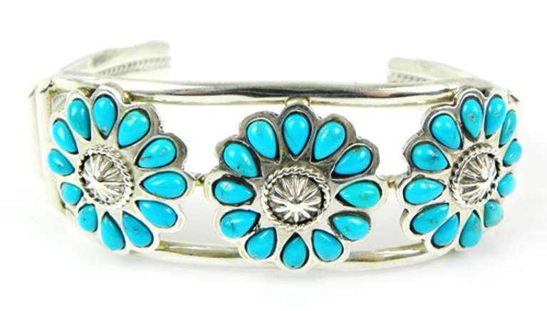 Running Bear Navajo Sterling Turquoise Cuff Bracelet