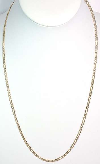 Nice 23-Inch Textured Figaro Chain in 14KT Yellow Gold