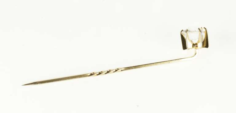 Gold Filled Retro Round Cubic Zirconia Solitaire Stick Pin