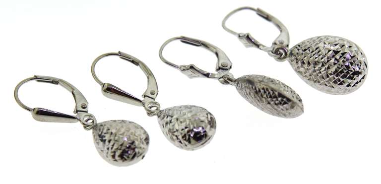 Lot of 2 Pairs of Diamond Cut Dangle Earrings