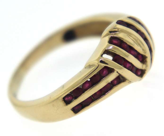 Pretty Yellow Gold Ruby Channel Set Ring