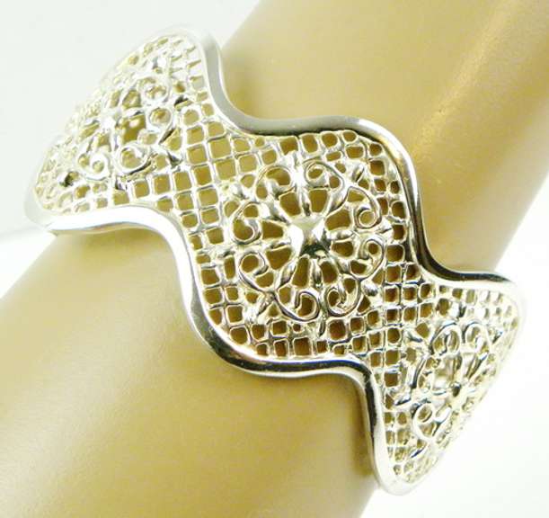 Wide Open Work Sterling Silver Cuff Bracelet