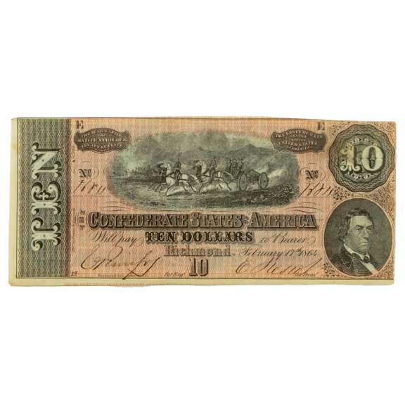 $10 Confederate Note Feb 17 1864 Uncirculated