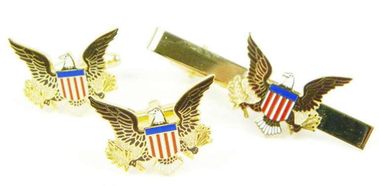 Patriotic E Pluribus Unum Cuff Links & Tie Bar