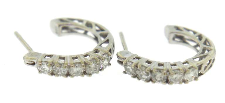 Stunning RBC Diamond Hoop Earrings in White Gold
