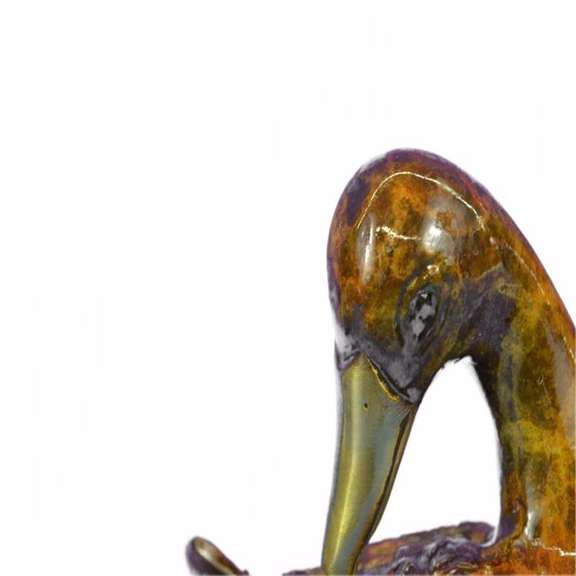 Standing Duck Brass Cold Painted Bird Sculpture