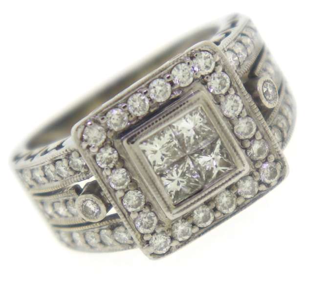 Brilliant Invisible Set RBC Halo Milgrain Ring