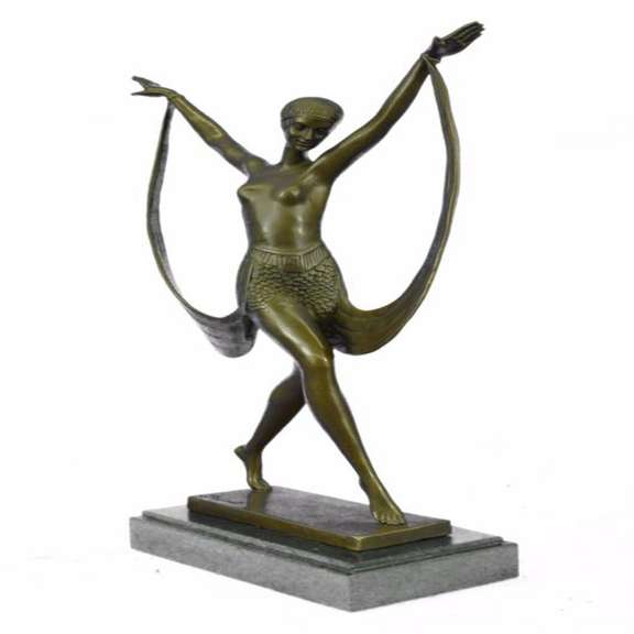 Nude Girl Dancer Bronze Statue