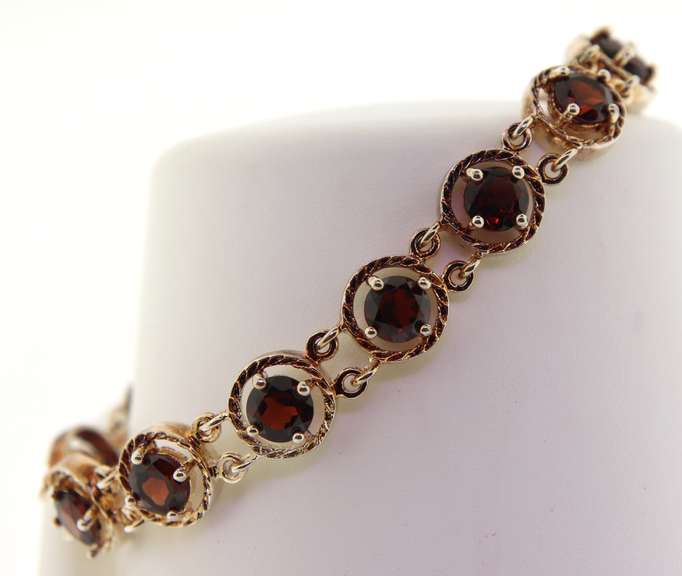 Sterling Silver Garnet Bracelet