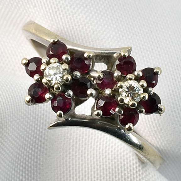 White Gold Ruby & Diamond Ring