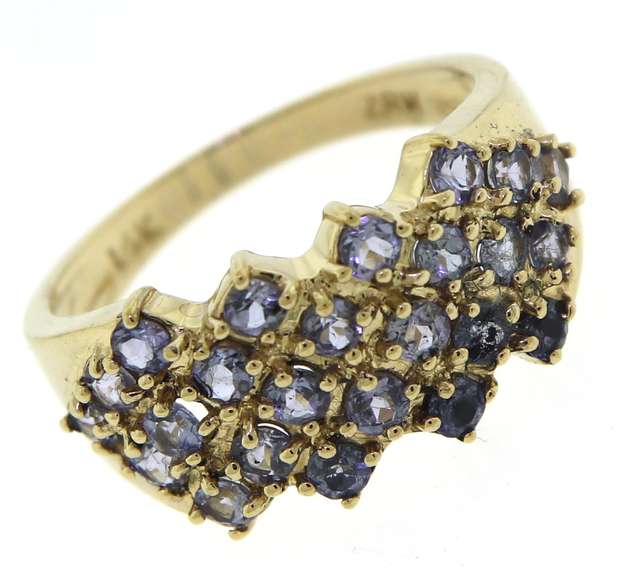 Shimmering 14kt YG Tanzanite Cluster Ring