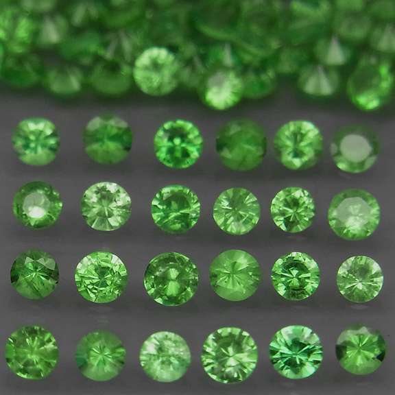 Rare 2.87ct untreated apple green Tsavorite set