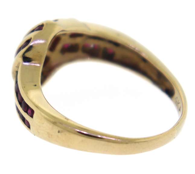 Pretty Yellow Gold Ruby Channel Set Ring