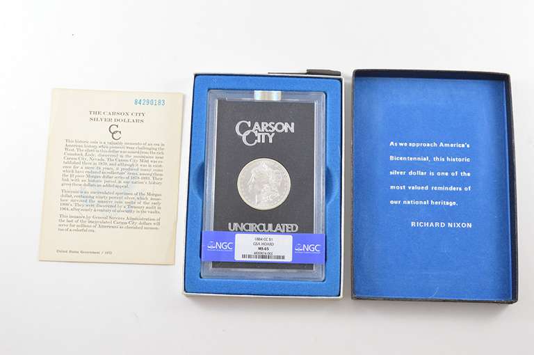 MS65 1884-CC Morgan Silver Dollar GSA Hoard - Graded NGC - Box & COA