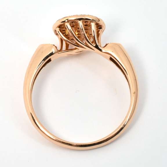 Striking Champagne & White Diamond Ring in 14K RG
