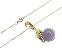 Lavender Jade Rose Pendant Necklace
