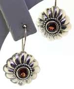 Sterling Silver Garnet Drop Earrings