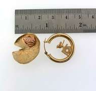 Nature-Insprired Earring and Pin 14kt Gold Set