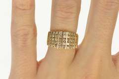 14K Yellow Gold Graduated Diamond Channel Statement Band Ring