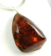 Massive Amber Pendant & Sterling Herringbone Chain