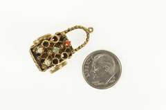 14K Yellow Gold 3D Victorian Decorative Wheeled Cart Charm/Pendant