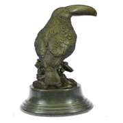 Bird Genuine Bronze Statue on Marble Base Sculpture