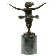 Classy Girl Ballerina Bronze Statue on Marble Base Sculpture