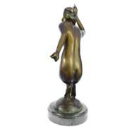 Nudist Performer Bronze Sculpture on Marble Base Statue