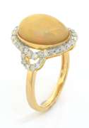 Tasteful Opal & Diamond Ring in Vermeil